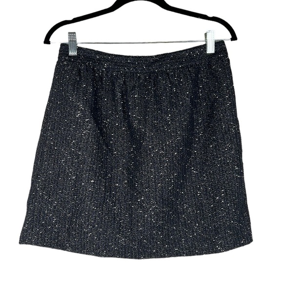 LOFT Blue & Silver Tinsel Wool Blend Mini Skirt with Pockets Size 6 - Picture 1 of 7